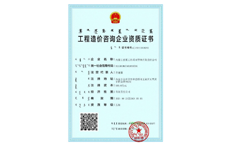 工程造价资质证书