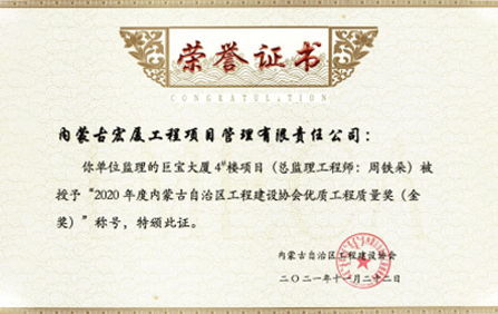 自治区优质工程质量奖（金奖）
