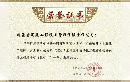 自治区优质工程质量奖（银奖）