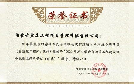 自治区优质工程质量奖（银奖）